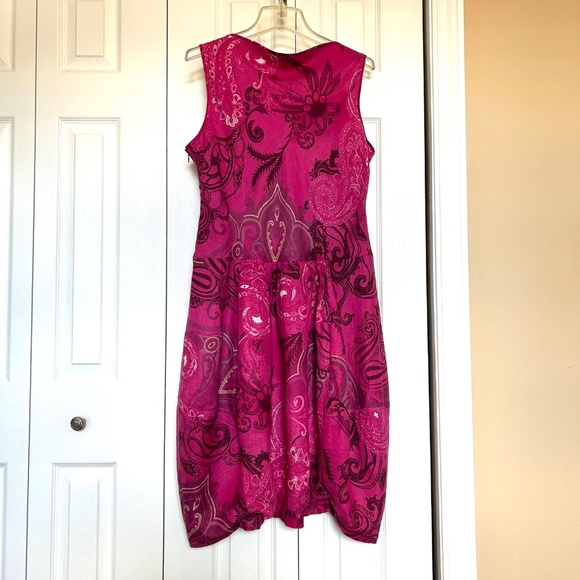 Lafayette 148 100% Linen Bubble Hem No Sleeve Dress Paisley Print Size 14 - Picture 3 of 15